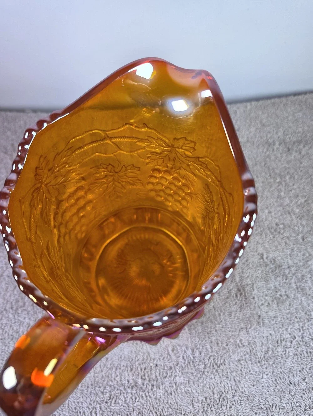 Vintage Imperial Glass Marigold Carnival Glass Pitcher Imperial Grape Pattern